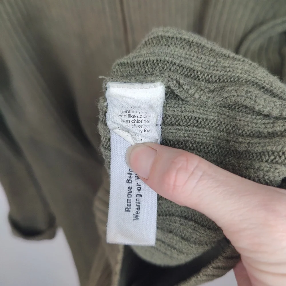 Vintage J.‎ Crew Ribbed Cardigan Sweater Mens Medium Olive Green Cotton Full Zip